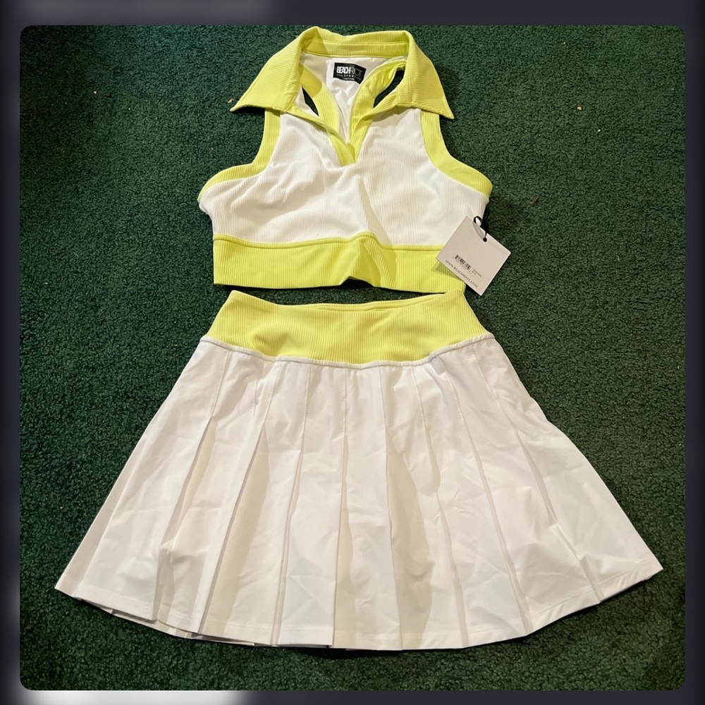 Beach Riot Neon Yellow and White Tennis-Inspired Set